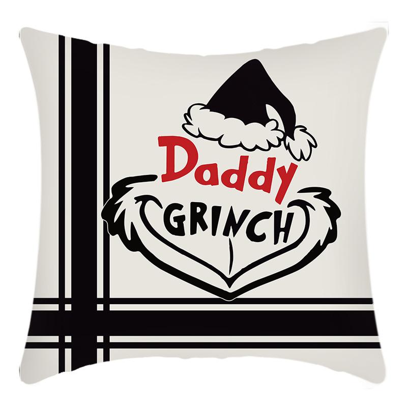 Grinch Linen Throw Pillowcase Holiday Sofa Office Cushion Pillowcase Green Furry Christmas Pillowcase