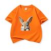Kids Cotton T Shirt Cute Peeking Rabbit Print Crew Neck Short Sleeve Tee Casual Breathable Boys Girls Summer Tops