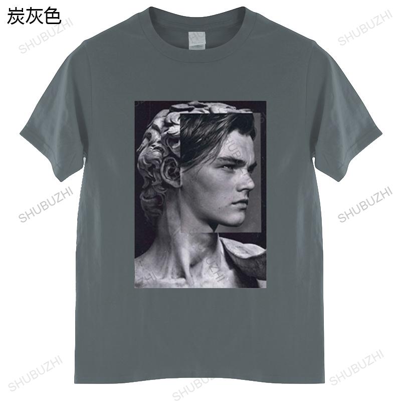 Men's Harajuku Stone Statue David T-Shirt Movie Jack Dawson Leonardo DiCaprio Patchwork Print Tops Casual Streetwear T Shirt Men