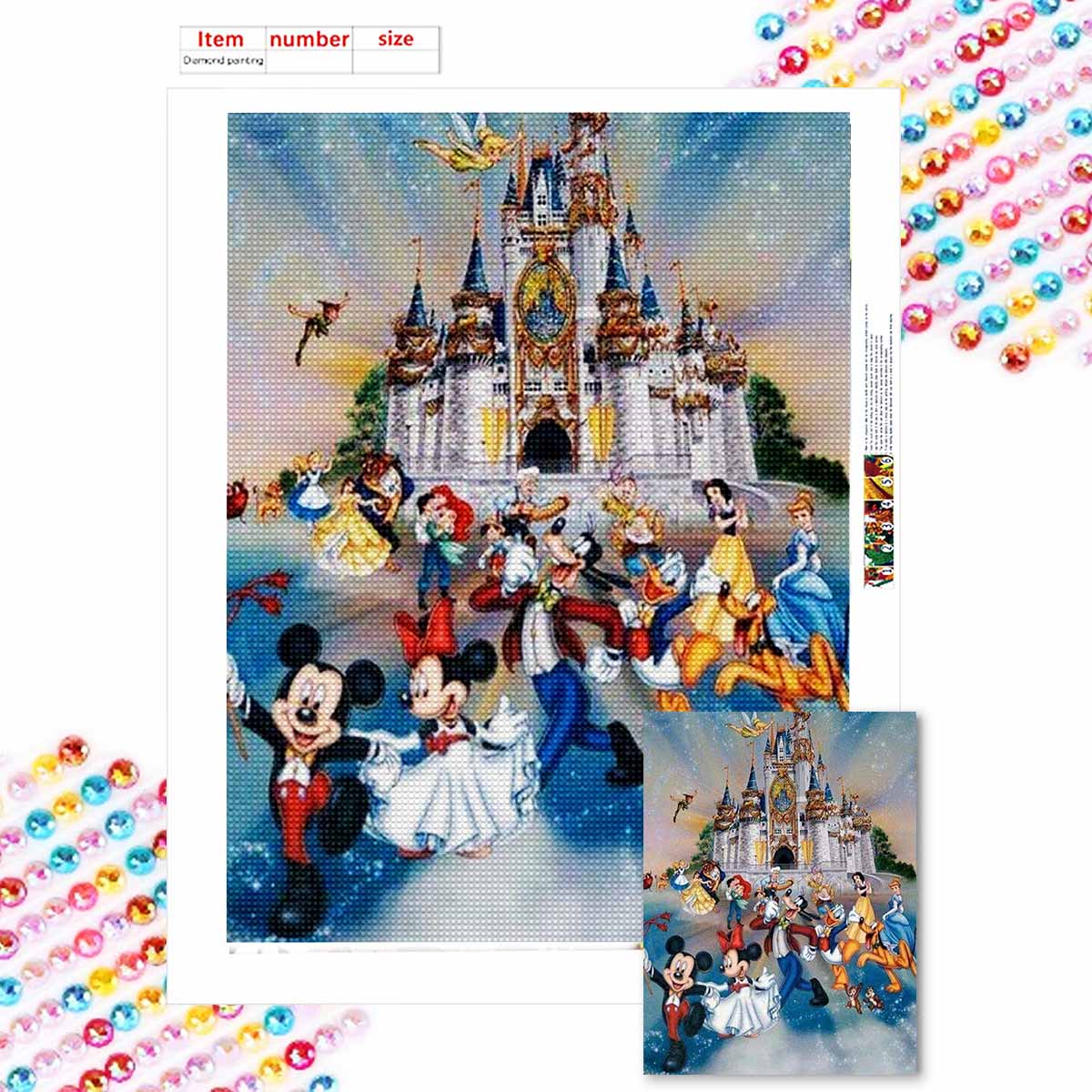 

5D Алмазная Живопись Сделай Сам Микки и Его Друзья Полная Выкладка Стразы Мозаика Вышивка Изделия Ручной Работы Домашний Декор Подарок Round 20x30cm