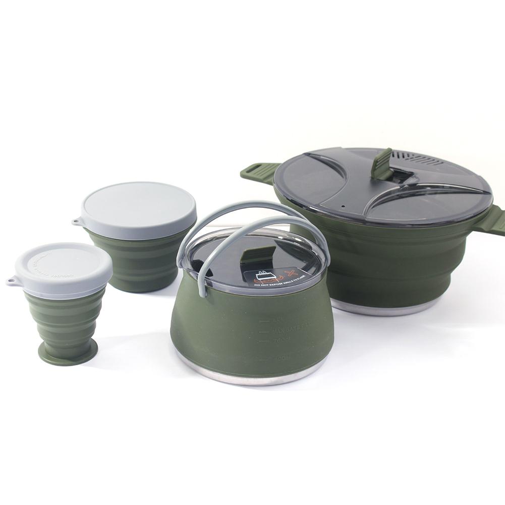 

Открытый складной чайник со складной чашей-чашкой, термостойкий портативный походный горшок из нержавеющей стали для пешего туризма с рюкзаком