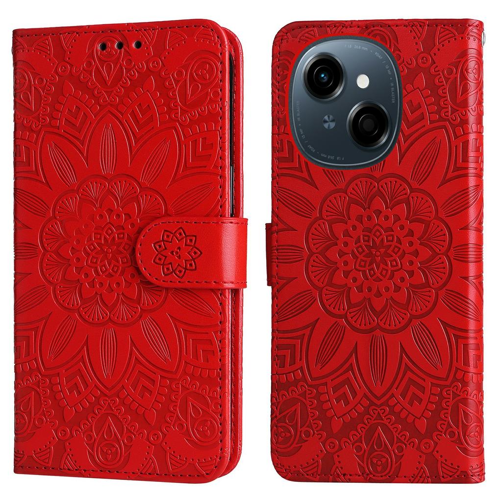 Leather Case for TECNO Spark Go 2025/Spark Go 1/Pop 9 4G Sunflower Imprint Wallet Phone Cover