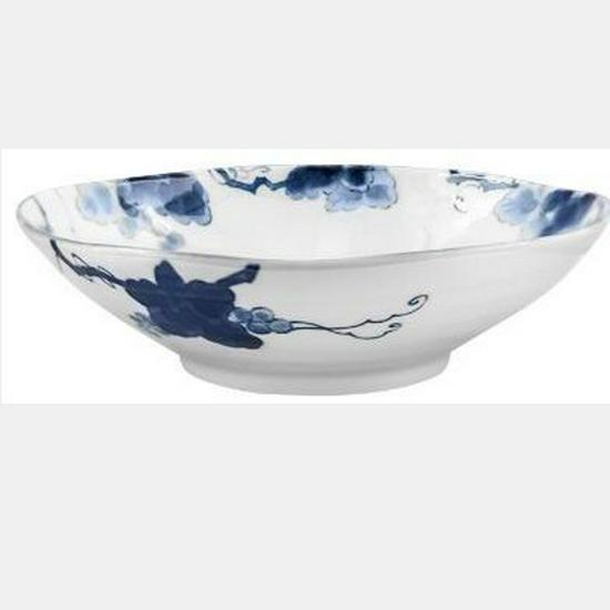 Indigo-Dyed Mino Ware Ceramic Grape Bowl & Plate Set