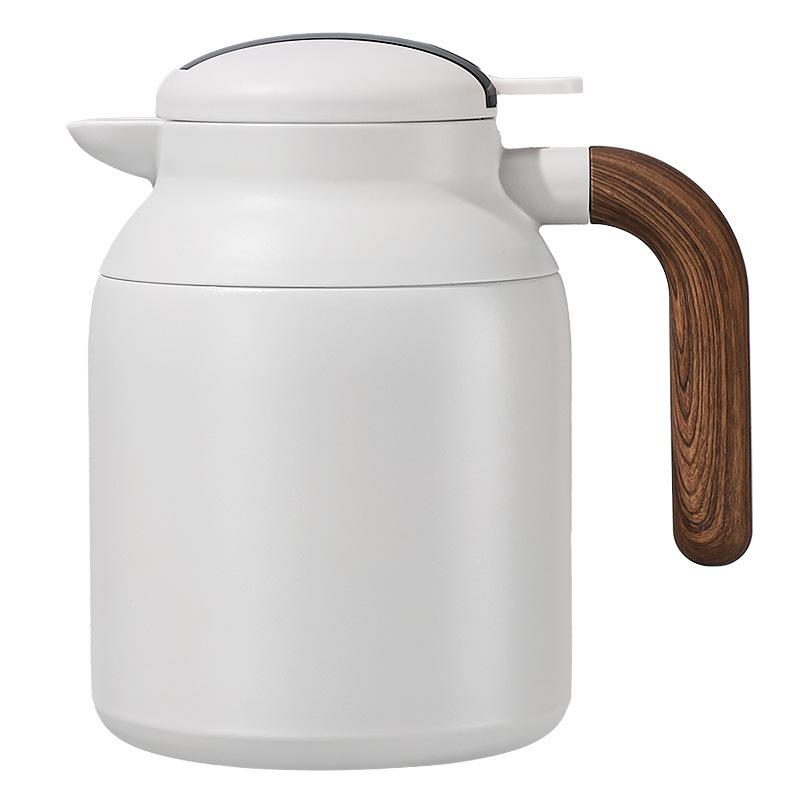 

316 Stainless Steel Smart Insulated Teapot with Temperature Display, Tea Separator, and Wood Grain Handle - Large Capacity. 1600ml белый