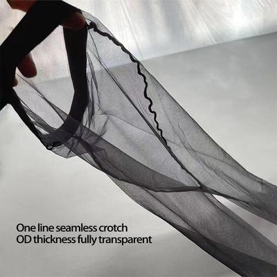 Ultratunna Sömlösa Svarta Silkesstrumpor - Sexiga, Transparenta, Anti-Riv för Kvinnor