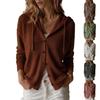 Women's Hooded Knit Cardigan Color Loose Fit Lightweight Outerwear Top for Casual Everyday Wear