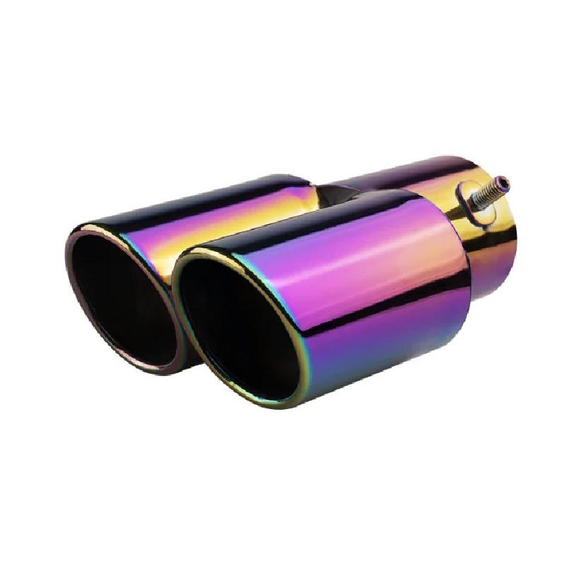 1pcs Universal Car Dual Outlet Exhaust Tip Stainless Steel Black Exhaust Tips Muffler Tail Double Pipe Tube Tips Car Accessories