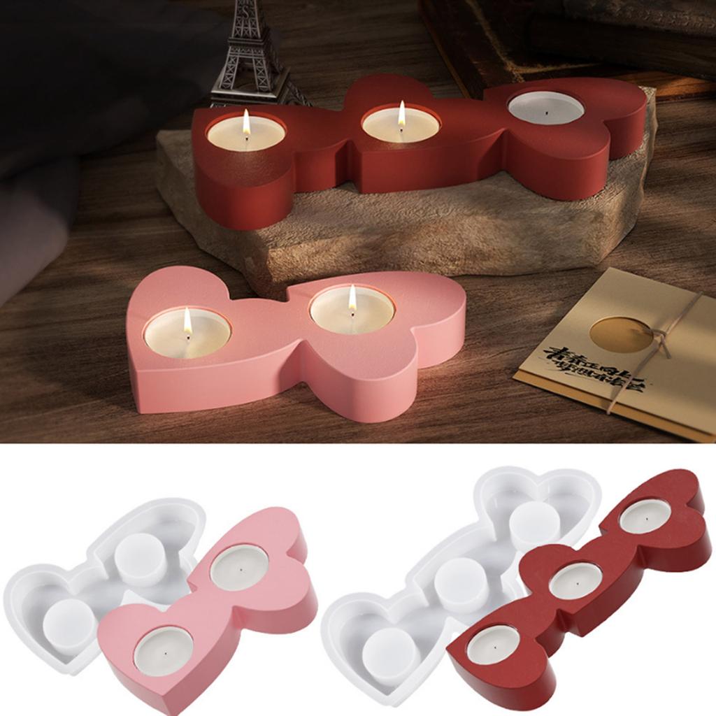 Love Heart Candle Holder Mold Handmade Concrete Gypsum Molds Silicone Candlesticks Resin Molds Decorations DIY Craft