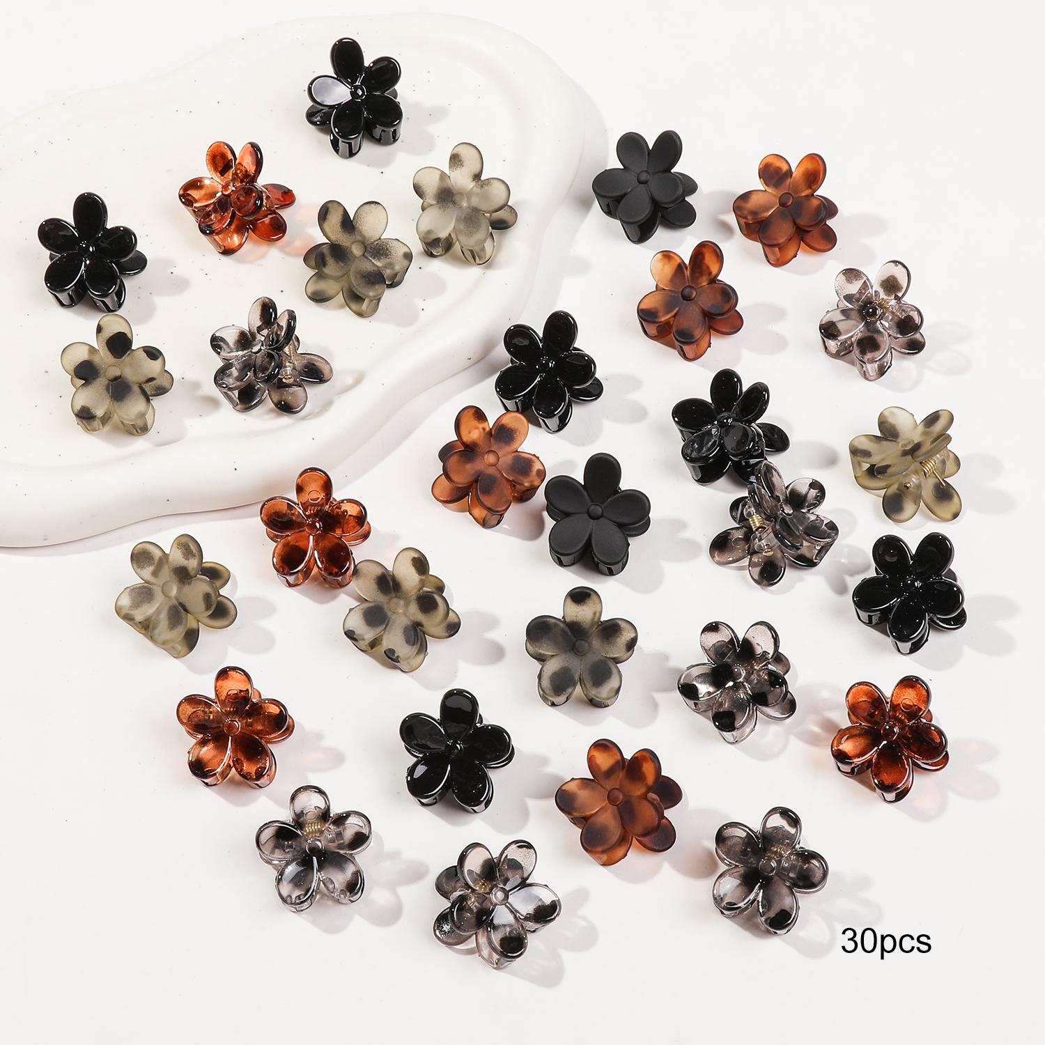 

30 шт. Мини-зажимы для волос в виде цветка леопарда, Заколки-бабочки, Маленькие прямоугольные зажимы-крабики под черепаху, Зажимы-сердечки с сильным захватом