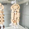 Vogelspielzeug mit Metallhaken Holzblöcke Papageienspielzeug, Knabberperlen Tannenzapfen, Sicher Ungiftig Schnabelschleifkäfig-Zubehör für Aras Graue Papageien