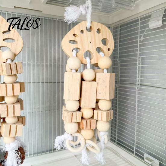 Vogelspielzeug mit Metallhaken Holzblöcke Papageienspielzeug, Knabberperlen Tannenzapfen, Sicher Ungiftig Schnabelschleifkäfig-Zubehör für Aras Graue Papageien
