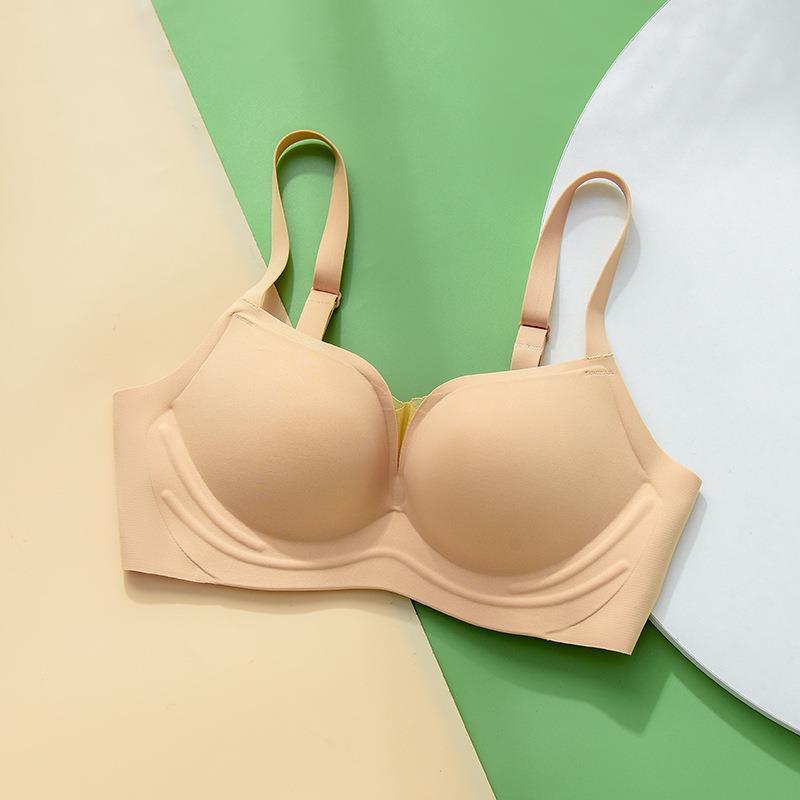 Simple gathering bra, seamless mesh yarn, smooth surface without steel ring underwear, large anti-sagging, sub-breasts adjustment bra