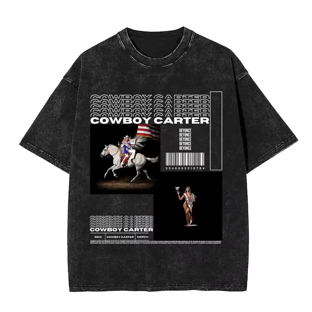 Retro Tvättad Beyonce Renaissance Världsturné T-shirt Album Konsert Musik T-shirts Herr Dam Vardaglig Bomull Vintage T-shirts