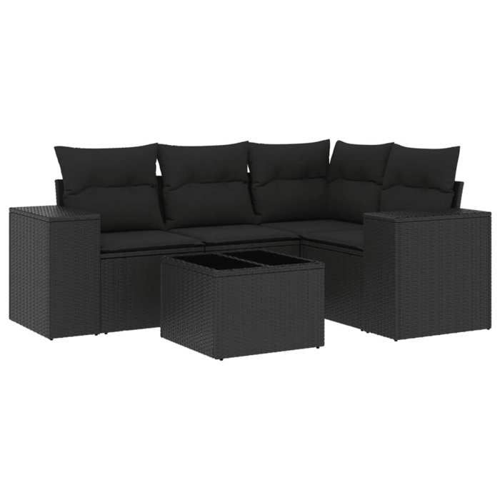VidaXL Garden Lounge Set with Cushions 5 Pcs, Patio Sofas, Patio Furniture Set, Outdoor Furniture, Black 3222514