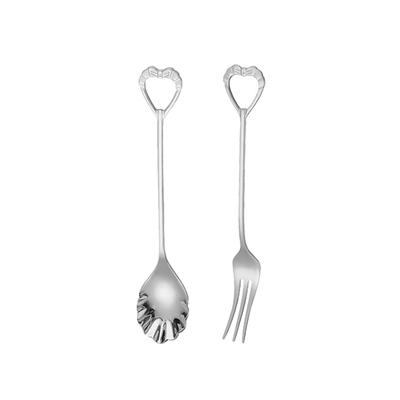 1Pc Cake Fork and 1Pc Teaspoon Stainless Steel Creative Shell Shape Coffee Spoons Drink Mixing Stirring Spoon Fork Cake Fruit Dessert Forks