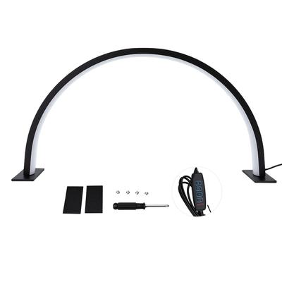 Half Moon Nail Desk Lamp Eye Care 3 Colors Stepless Dimming Esthetician Light for Home Salon Use Small Size (Black)