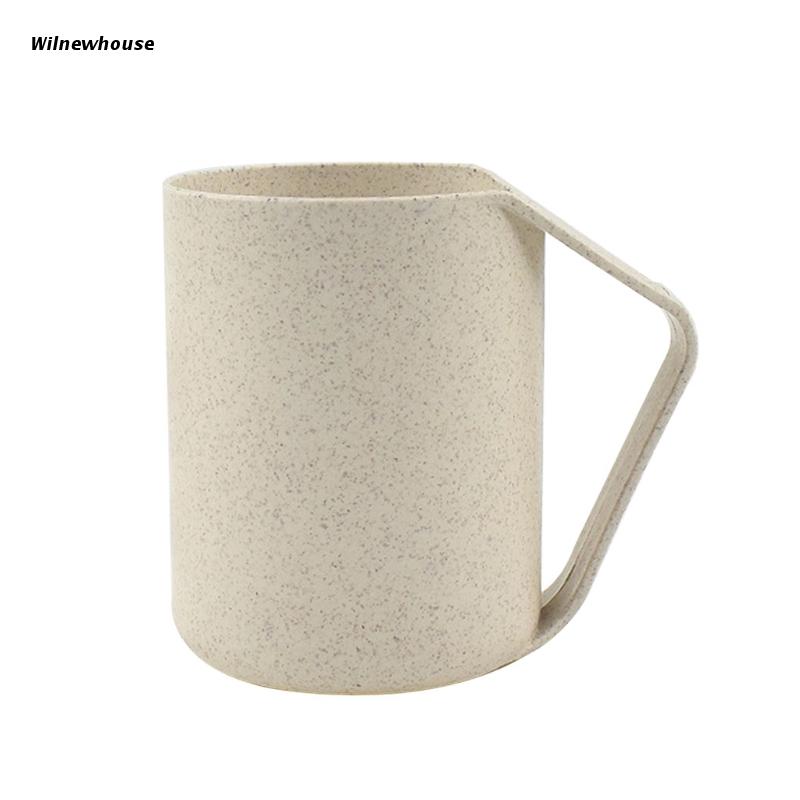 F63A Wheat Straw Plastic Coffee Cups Mug with Handles Dishwasher Microwave Safe Unbreakable Lightweight Eco-friendly BPA