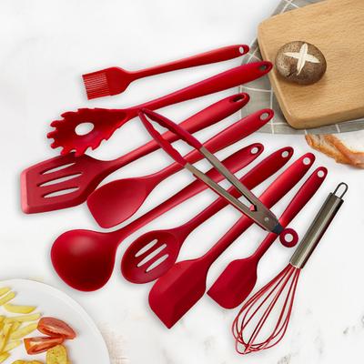 10 Teile/satz Nicht-stick Küche Zubehör Silikon Geschirr Kochgeschirr Spatel Schaufel Kochen Werkzeug Utensilien Set Schöpfkelle Schneebesen