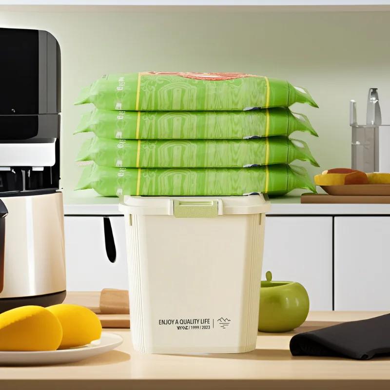 Recipient de orez de 5-25 KG Cutie de depozitare pentru orez Distribuitor de cereale sigilat cu cataramă Organizator de containere pentru hrana pentru animale de companie, rezistent la insecte