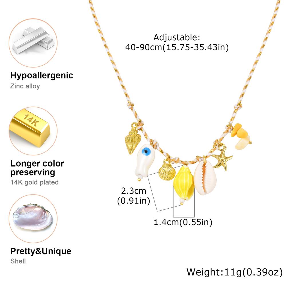 Colorful Boho Ceramic Fish Pendant Necklace for Women, Adjustable Woven Rope Choker Beaded Necklace, Summer Beach Party Jewelry