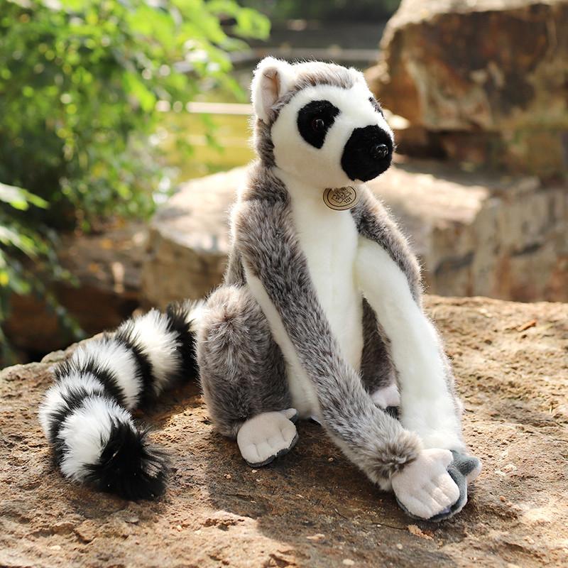 Schattig Levensgetrouw Knuffeldier Ringstaartmaki Pluche Speelgoed Cartoon Stokstaartje Indri Pluche Zachte Pop Kawaii Cadeau Voor Meisje Jongen white