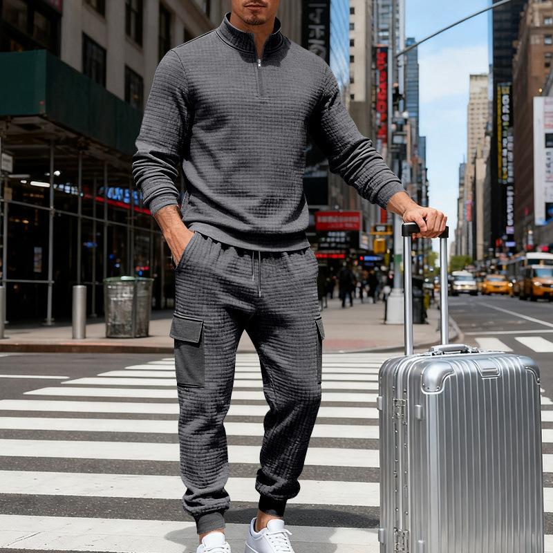 

Новое поступление Осень/Зима Мужской повседневный спортивный комплект свободного кроя для работы и поездок XXXL темно-серого