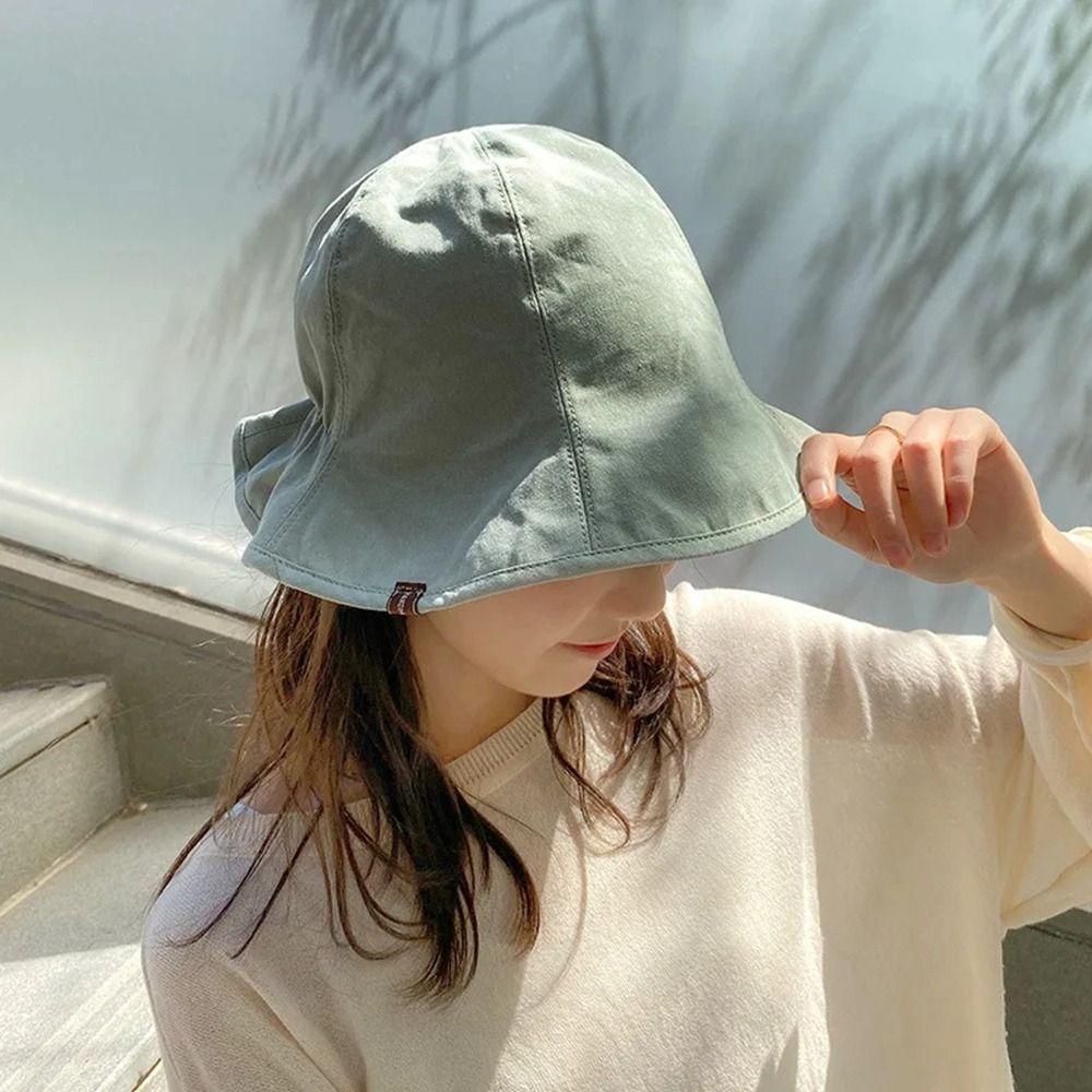 

Solid Color Bucket Hat Sunscreen Canvas Basin Hat Casual Fisherman Hat Camping