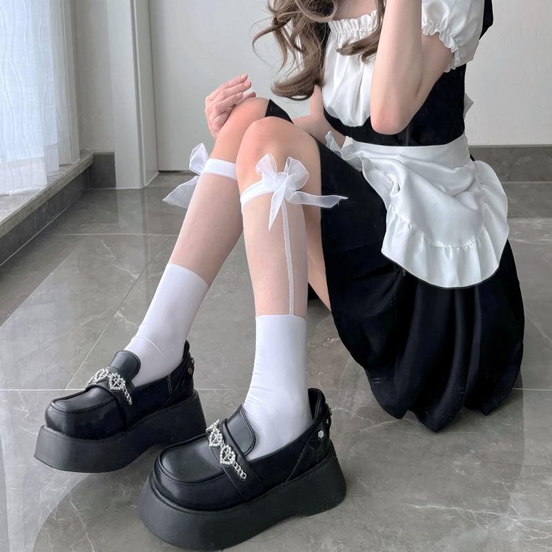 JK Girl Lolita Cosplay Bow Mid-Calf Socks