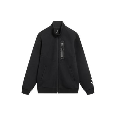 Li Ning Wade Series Solid Color Logo Reflective Zip-Up Stand Collar Sweatshirt Men Sweatshirt Black AWDT151-1