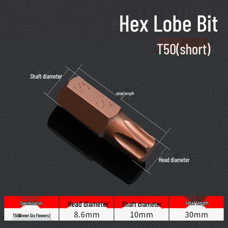 Hexagonal T30 Internal 6-Spline, 12-Point Star Key Socket M10 Tool, T40 Auto Repair.