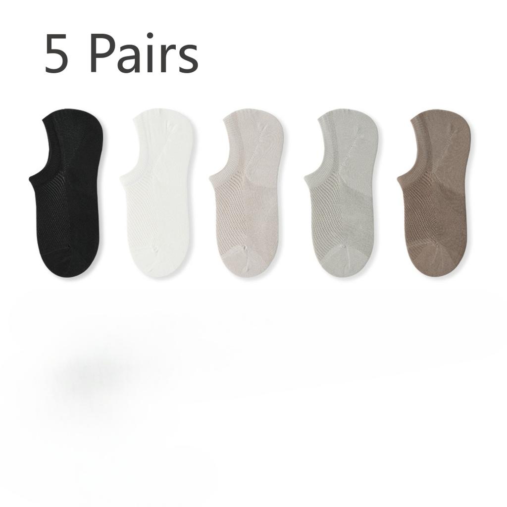 5 Pairs of Men's Summer Thin 7A Antiseptic and Deodorant Cotton Sweat Absorber Mesh Can Not Fall Off The Heel Socks