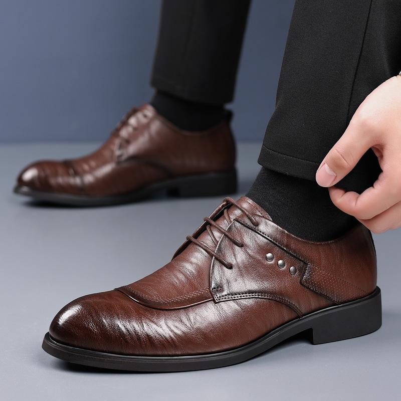 Fashion 2025 Spring Autumn New Designer Leather Shoes for Men Fashion Casual Solid Color British Korean Pointy Men's Dress Shoes