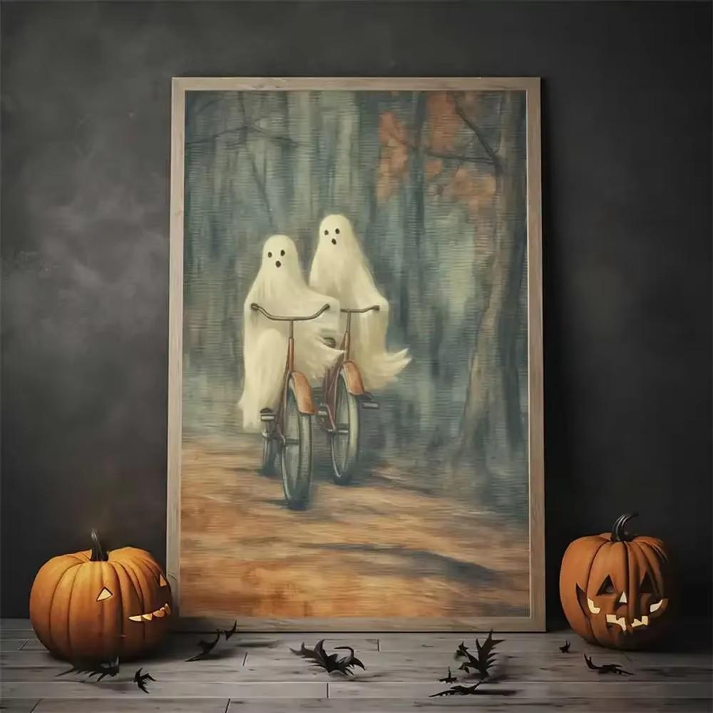 Vintage Wall Art Music Sports Spooky Aesthetics Bicycle Halloween HD Canvas Print Poster Home Living Room Bedroom Decoration
