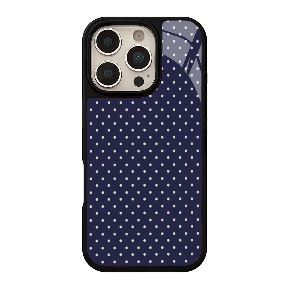 Fashionable Polka Dot Design Glass Phone Case Suitable for iPhone 17 16 15 14 13 12 11 Pro/Max/Plus Anti Drop and Shockproof