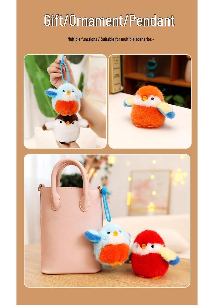Charming Sparrow Bird Plush Pendant Keychain for Girls' Bags Ornaments