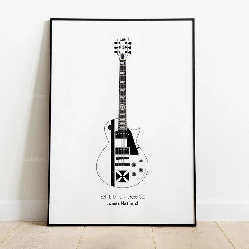 Picture Canvas Printing Electric Guitar Wall Art Poster Living Room Decoration Minimalist Poster of Band Guitar Without Frame