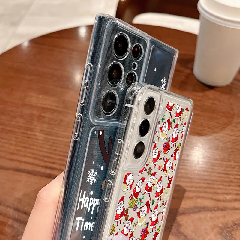 Husă de Telefon cu Model Elan de Crăciun Pentru Samsung Galaxy S25 S24 S22 Ultra S23 S24 FE A17 A56 A16 A36 A26 A55 A15 A25 A54 5G Husă Moale Transparentă Rezistentă la Șocuri