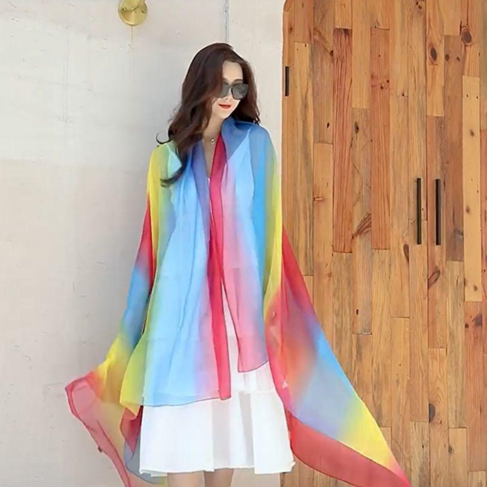 Sunscreen Chiffon Scarf 160*50cm Beach Gauze Scarf Elegant Silk Scarf  for Women