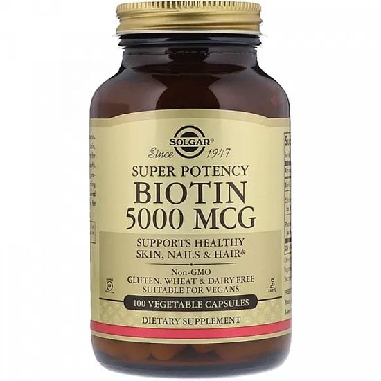 

Solgar -Biotin, 5000 mcg. 50 Veggie Caps