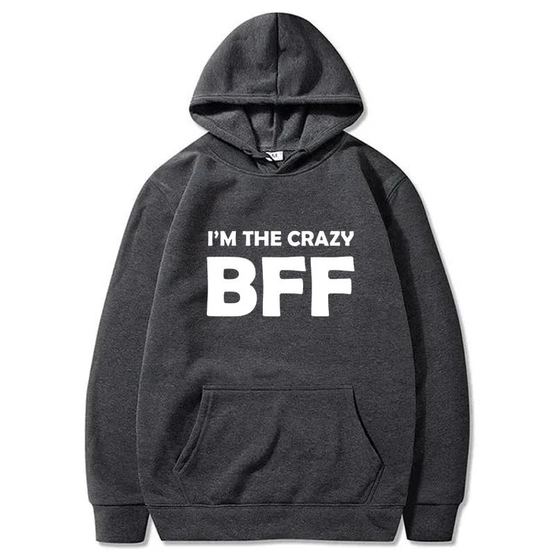 BFF Printed Hoodie Autumn Winter Women Men Casual Loose Simple Fashion Comfortable O-Neck Long Sleeve Fleece Sweatshirts