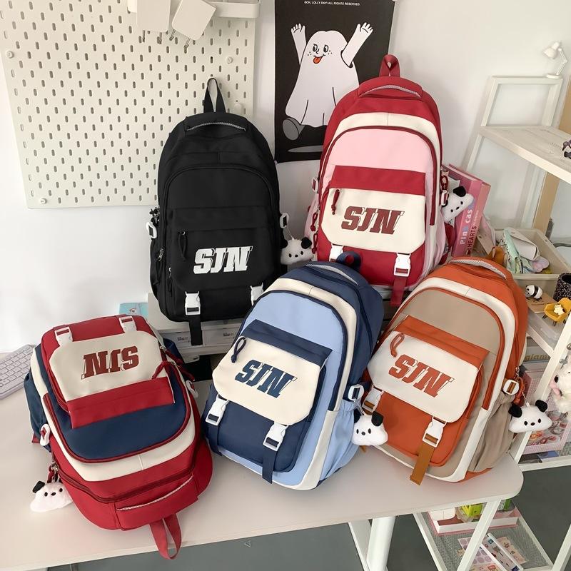 Kontrastfarbiger Schulranzen Studentenrucksack Leichtgewichtiger Wasserdichter Rucksack