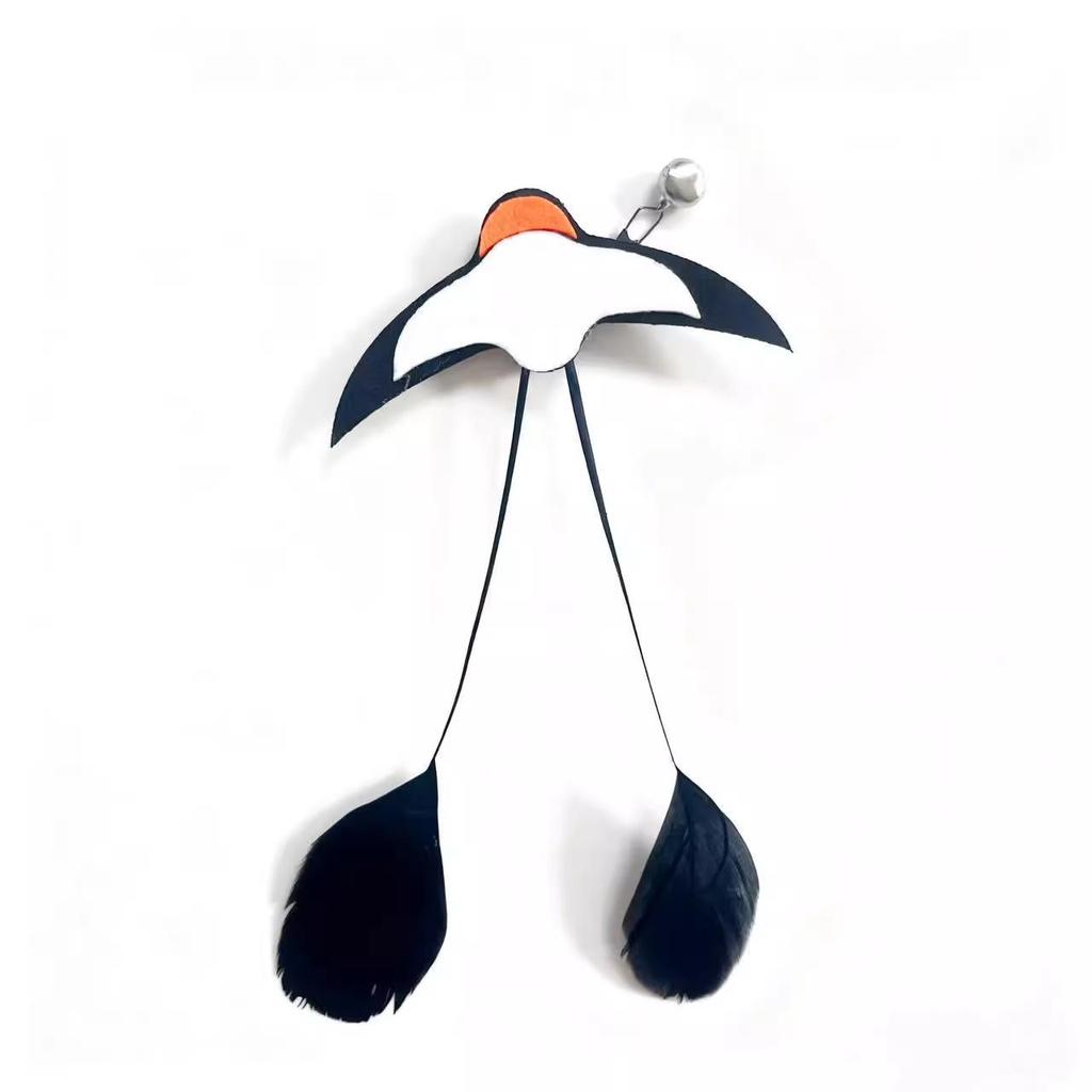 Cat Teaser Wand Replacement with Bell & Feather for Interactive Kitten Play