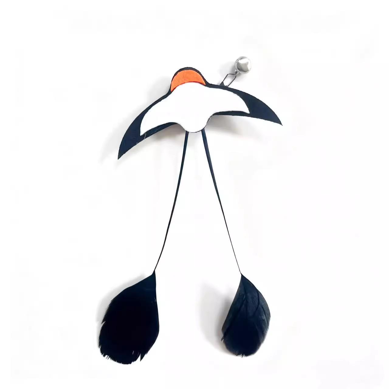 Cat Teaser Wand Replacement with Bell & Feather for Interactive Kitten Play