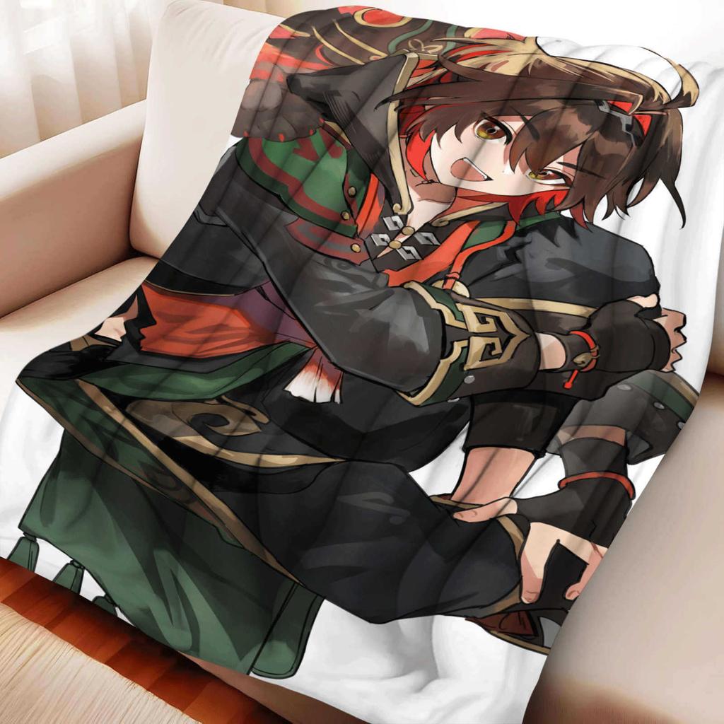 Game Genshin Impact Gaming Soft Flannel Blanket Cover Warmth Soft Anime Blanket Multifunctional Decor Home Universal Blankets