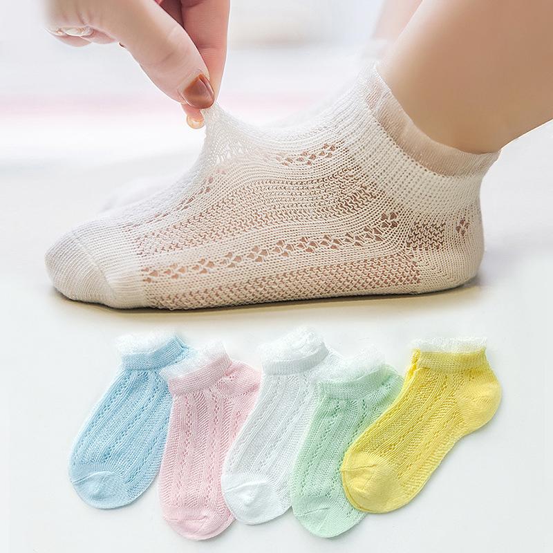 5 Pairs/lot Newborn Baby Socks Boys Girls Summer Socks Kids 100% Cotton Breathable Thin Baby Boy Socks Mesh Infant Boat Sock