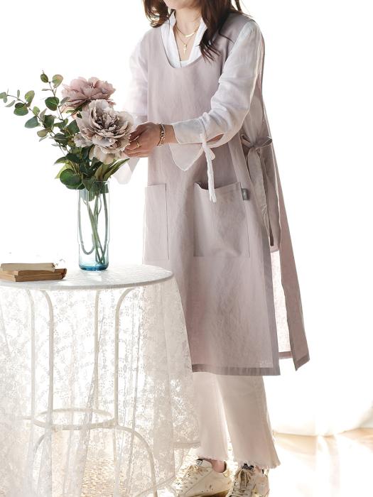 BELLELIFE Katie Linen Front and Back Apron 2 Colors 01.light violet