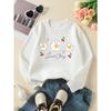 European Sizes Girls' Round Neck Fashion Sweatshirt, Sweet Cherry Daisies And Berries, Autumn Winter Trendy Print, Casual And Sporty.