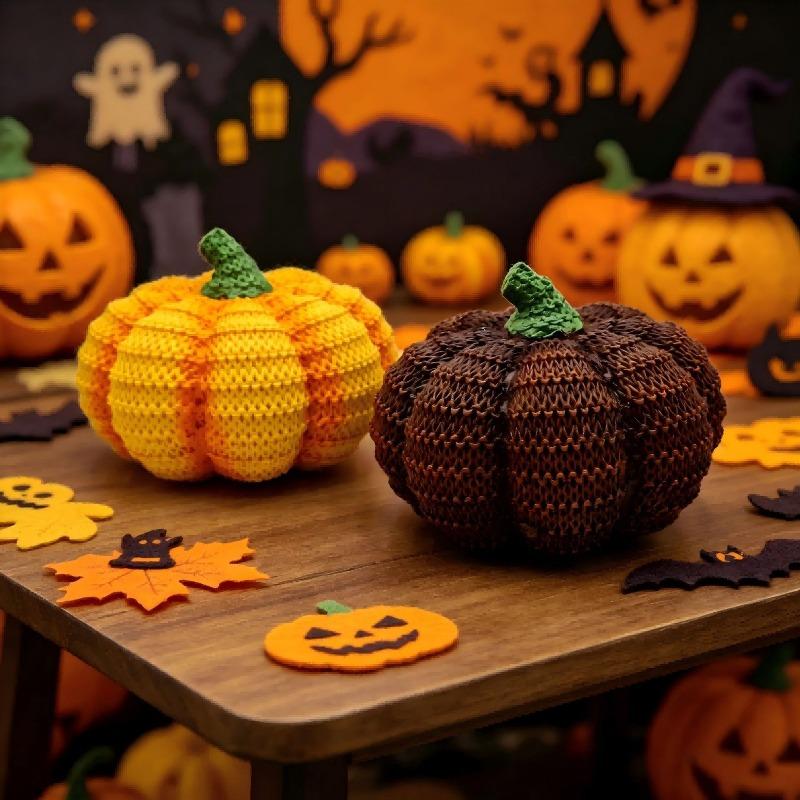 Handmade Knitted Creative Halloween Pumpkin Ornaments for Holiday Decorations and Tableware