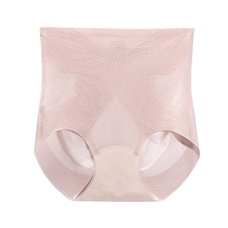 

Plus Size Female Summer Thin Ice Silk Pure Cotton Antibacterial High Waist Belly Lift Hip Briefs XXL рожевий