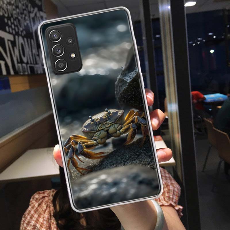 Unique Animal Crab Phone Case for Samsung A54 A57 A37 A17 A14 A15 A12 A24 A34 A55 A35 A25 A52S A07 A05S A04S A22 A32 A72 Galaxy